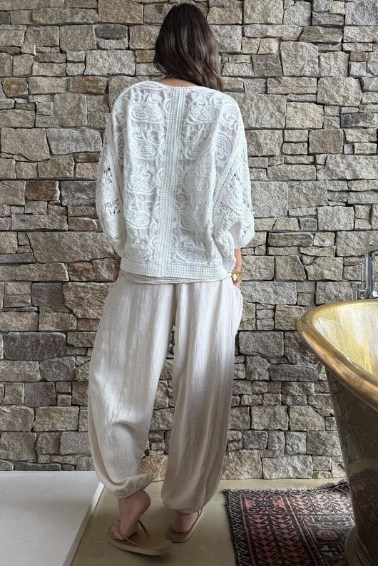 Benito Crochet Cotton Carmen Cardigan White